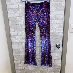 NWT Liberated heart velvet vivid colors astro print festival bell bottoms Small